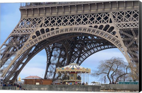 Framed Eiffel Tower with Marry-Go-Round Paris Print