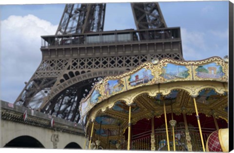 Framed Eiffel Tower with Paris Carousel Print