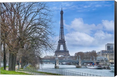 Framed Eiffel Tower, Ile des Cygnes and Seine Paris Print