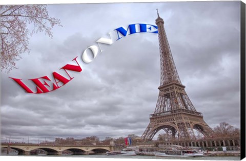 Framed Lean On Me  Flag with Eiffel Tower Print