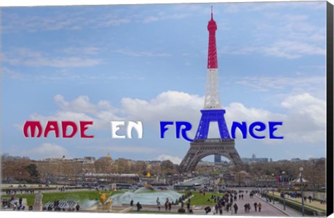 Framed Made en France with Eiffel Tower Print