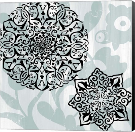 Framed Rosettes on Aqua IV Print