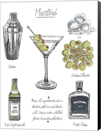 Framed Classic Cocktail - Martini Print