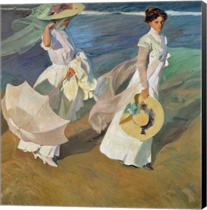 Framed Paseo a Orillas del Mar (Promende on the beach), 1909 Print