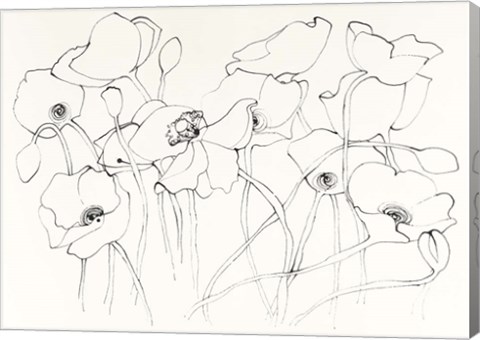 Framed Black Line Poppies III Print