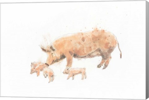 Framed Pig and Piglet Print