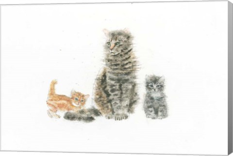 Framed Cat and Kittens Print