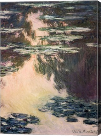 Framed Waterlilies with Weeping Willows, 1907 Print