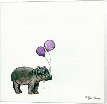 Framed Nursery Hippo Print