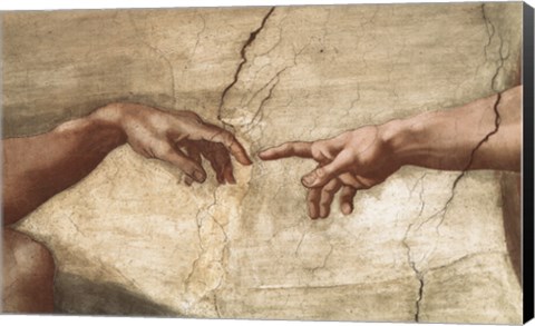 Framed Creation Of Adam (detail of hands) Print