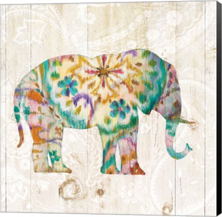 Framed Boho Paisley Elephant I Print