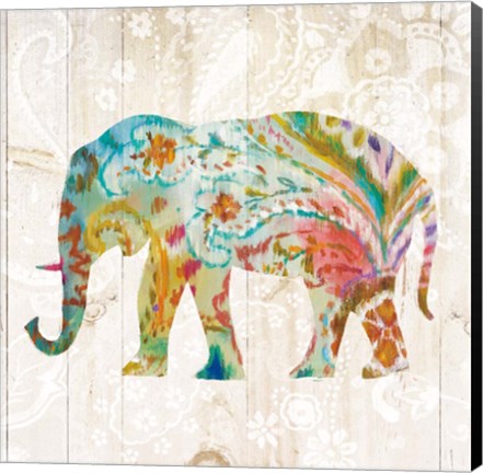 Framed Boho Paisley Elephant II Print