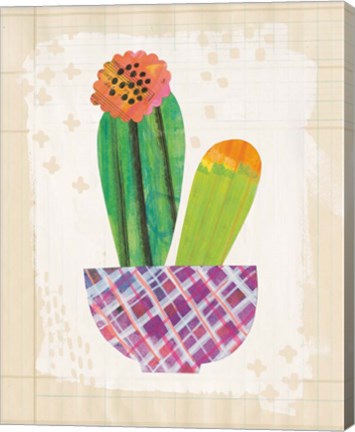 Framed Collage Cactus II on Graph Paper Print