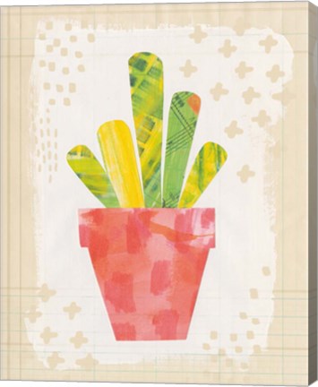 Framed Collage Cactus VI on Graph Paper Print