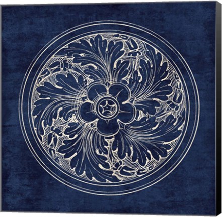 Framed Rosette II Indigo Print