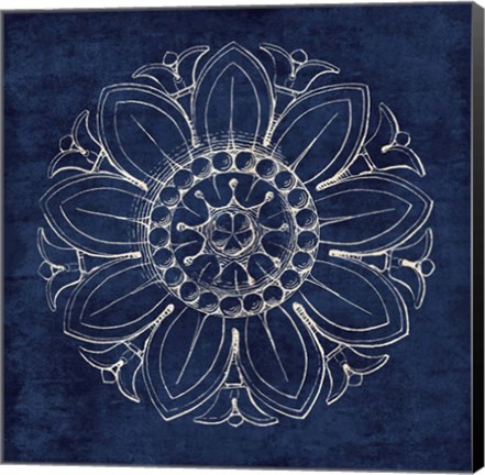 Framed Rosette VII Indigo Print