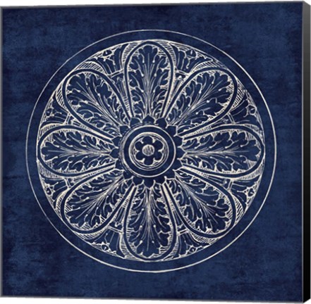 Framed Rosette VIII Indigo Print