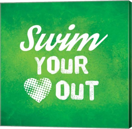 Framed Swim Your Heart Out - Green Vintage Print