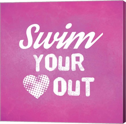 Framed Swim Your Heart Out - Pink Vintage Print