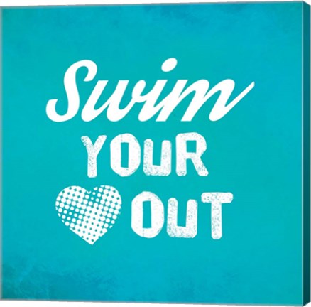 Framed Swim Your Heart Out - Teal Vintage Print