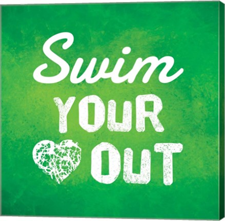 Framed Swim Your Heart Out - Green Print