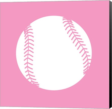 Framed White Softball on Baby Pink Print