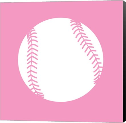 Framed White Softball on Baby Pink Print