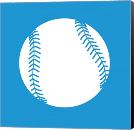 Framed White Softball on Blue Print