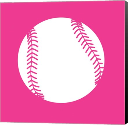 Framed White Softball on Pink Print