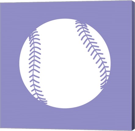 Framed White Softball on Purple Print