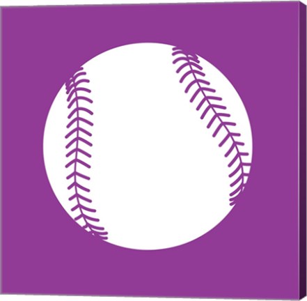 Framed White Softball on Violet Print