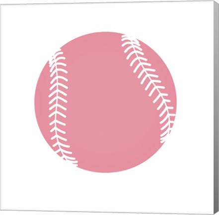 Framed Baby Pink Softball on White Print