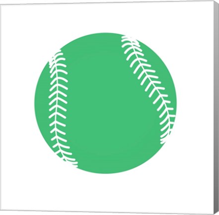 Framed Pastel Green Softball on White Print