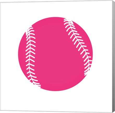 Framed Pink Softball on White Print