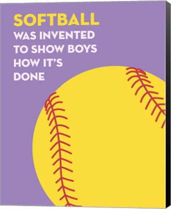 Framed Softball Quote - Yellow on Purple Print