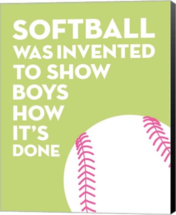 Framed Softball Quote - White on Lime Print