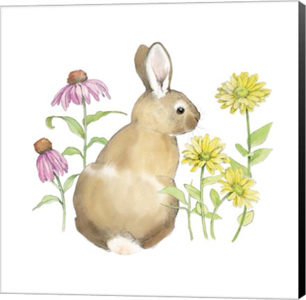 Framed Wildflower Bunnies I Sq Print