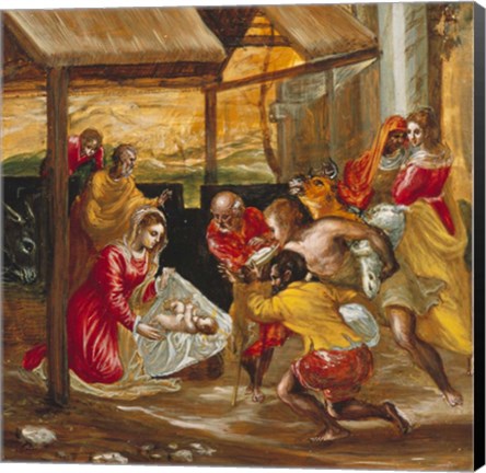 Framed Adoration of the Shepherds (manger scene) Print