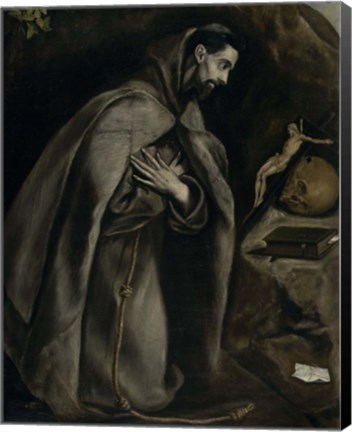 Framed Saint Francis in Prayer Before a Crucifix, c. 1590 Print