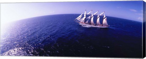 Framed Tall Ship at Sea, Puerto Rico Print