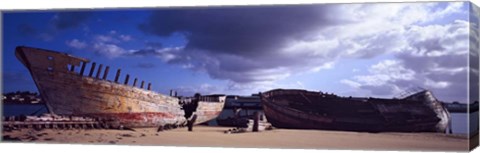 Framed Shipwreck at Etel River, Brittany, France Print