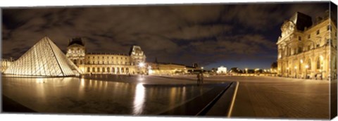 Framed Musee Du Louvre Lit Up at Dusk, Paris, France Print