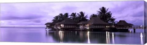 Framed Resort at Dusk, Tahiti, French Polynesia Print