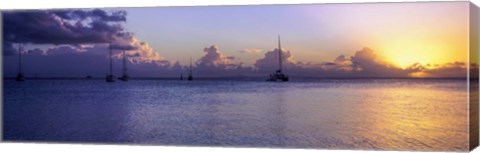 Framed Boats in the Pacific ocean, Tahiti, French Polynesia Print