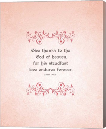 Framed Psalm 136:26, Give Thanks (Peach) Print