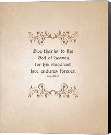 Framed Psalm 136:26, Give Thanks (Beige) Print