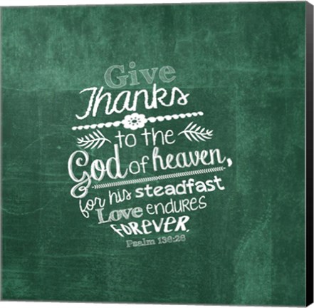 Framed Psalm 136:26, Give Thanks (Green) Print