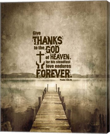 Framed Psalm 136:26, Give Thanks (Sepia) Print