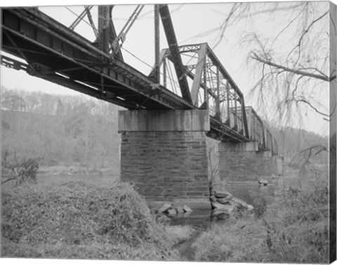 Framed GENERAL VIEW NORTH, SOUTHEAST SIDE FROM SOUTHEAST BANK. - Joshua Falls Bridge, Spanning James River at CSX Railroad, Lynchburg Print
