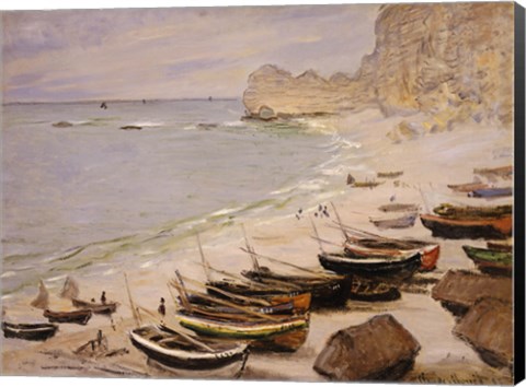 Framed Boats on the Beach at Etretat, 1883 Print